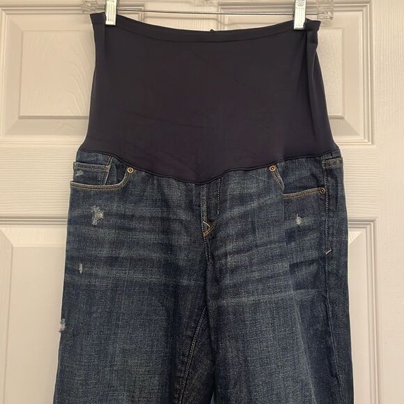 ✨Gap Maternity Sexy Slightly Distressed Dark Wash Boot Cut - Picture 2 of 7